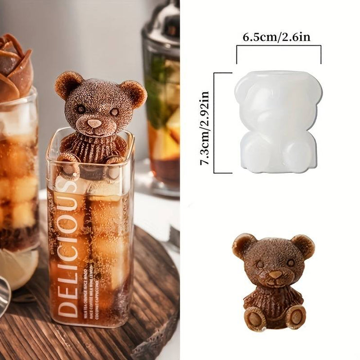 Medve szilikon öntő forma, 3D-s maci jégkocka, jég, csokoládé, fondant, gyertya forma