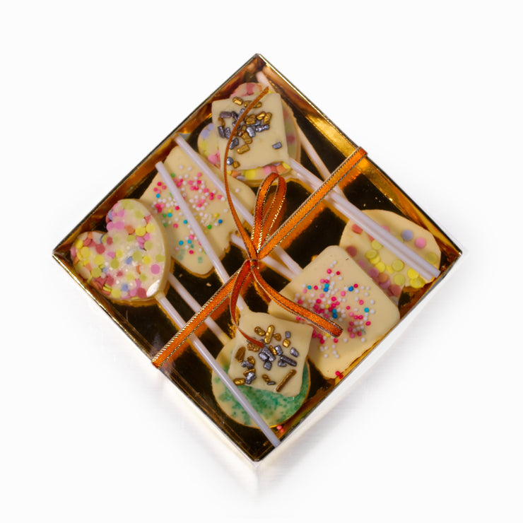 White Chocolate Lollypops with Sprinkles 9 pcs